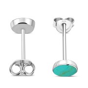 Turquoise Round Sterling Silver Stud Earrings, e440st